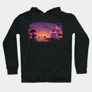 Safari sunset graphic, wild life nature lover, outdoor adventure travel trip novelty, Men Women Hoodie